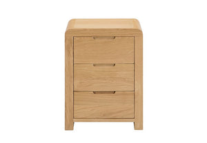 Julian Bowen Curve Waxed Oak 3Drw Bedside Table/Nightstand/Bedside Cabinet Chest (5805841088678)