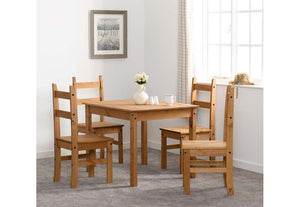 Seconique Corona Distressed Waxed Pine Budget Dining Set Table + 4 Chairs (5718943629478)