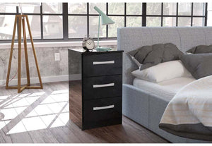 Lynx Black Gloss Bedroom Furniture Wardrobe Chest Bedside by Birlea (6770584944814)