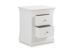 Julian Bowen Clermont White 2 Drw Bedside Table/Nightstand/Bedside Cabinet Chest (5801755639974)