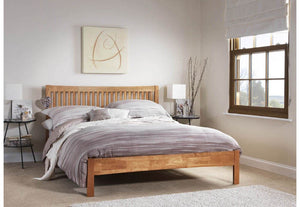 Serene Mya Honey Oak Opal White Hevea Wooden Bed 3FT Small Double 4FT6 5FT 6FT (6677588967598)