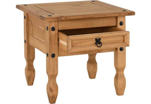 Seconique Corona Distressed Waxed Pine 1 Drawer Lamp Table (5744805019814)