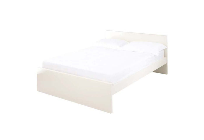 LPD Furniture Puro High Gloss Cream & Stone Wooden Bed Double King Size