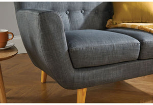 Birlea Loft Grey Buttoned Wing Back 3 Seater 2 Seater Upholstered Fabric Sofa (5600597901478)