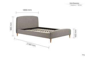 Birlea Quebec Grey Upholstered Fabric Bed 4FT Small Double, Double and King Size (5597390536870)