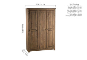Birlea Santiago Solid Pine 2 Door Wardrobe and 3 Door Wardrobe (5600579977382)