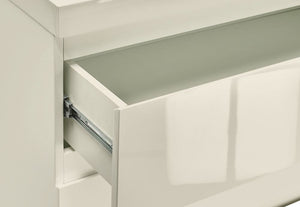 LPD Puro High Gloss White Charcoal Cream Stone 2 Drw Nightstand/Bedside Cabinet (6167892000942)