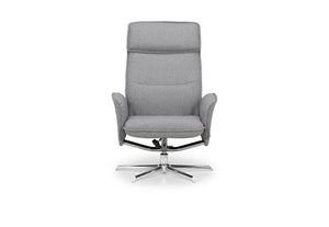 Julian Bowen Aria Grey Linen Recliner & Stool with Chrome Base (5799877148838)
