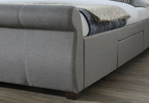 Birlea Lancaster Grey 2 Drawer Upholstered Fabric Bed 4FT6 Double and 5FT King (5597387161766)
