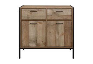 Birlea Urban Rustic Wood Effect with Black Metal Frame 2 Door 2 Drawer Sideboard (5596183003302)