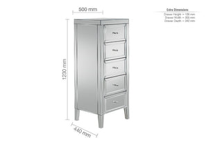 Birlea Valencia Mirrored 3 Over 2 Drawer, 3 Drawer, 5 Drawer and 6 Drawer Chest (5600409419942)