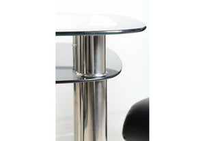 Seconique Harlequin Clear Glass Table and 4 Black Faux Leather Chairs Dining Set (5718951002278)
