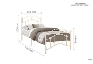 Birlea Canterbury Cream Metal Bed 3FT Single, 4FT Small Double and 4FT6 Double (5597361045670)