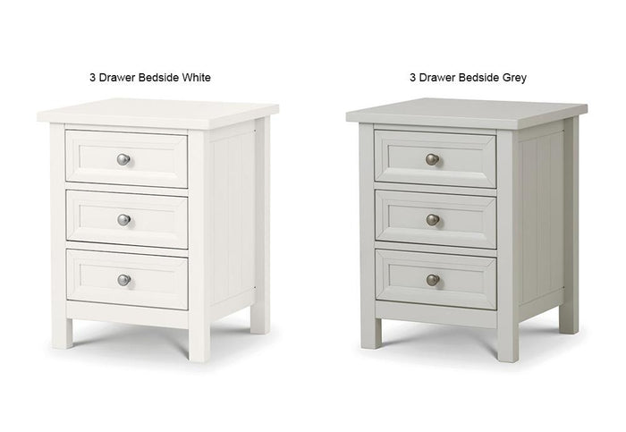 Julian Bowen Maine 3 Drawer Bedside Table/Nightstand/Bedside Cabinet Chest