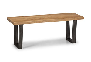 Julian Bowen Brooklyn Rustic Solid Oak & Gunmetal Bench (5801723330726)