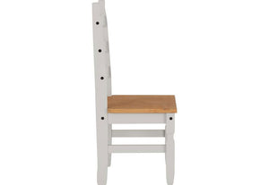 Seconique Corona Distressed Waxed Pine Grey and White Dining Chair (5780959396006)