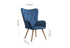Birlea Willow Midnight Blue and Sapphire Polyester Upholstered Fabric Chair (5600698597542)
