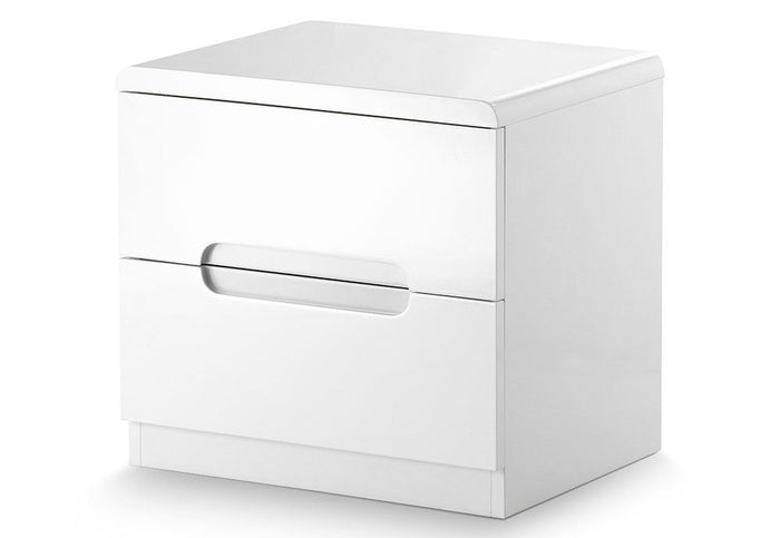 Julian Bowen Manhattan White 2Drw Bedside Table/Nightstand/Bedside Cabinet Chest