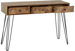 Seconique Ottawa Medium Oak Effect with Black 3 Drawer Console Table (5759183421606)