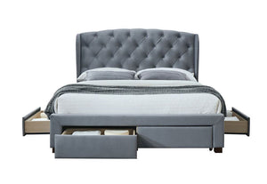 Birlea Hope Grey Velvet 4 Drawer Upholstered Fabric Bed 4FT6 Double and 5FT King (5597387194534)
