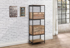 Birlea Urban Rustic Wood Effect with Black Metal Frame 3 Drawer Shelving Unit (5596244410534)