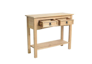 Birlea Corona Solid Pine 2 Drawer with Shelf Console Table (5596057895078)