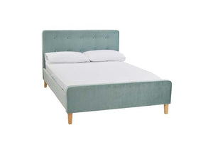 LPD Furniture Pierre Aqua Velvet Upholstered Fabric Bed Double King Size (6164262486190)