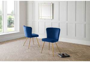 Julian Bowen Cannes Grey & Blue Velvet Dining Chair (7582858707118)