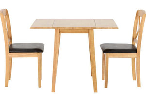 Seconique Mason Oak Varnish/Brown Faux Leather Dining Set (5719443898534)