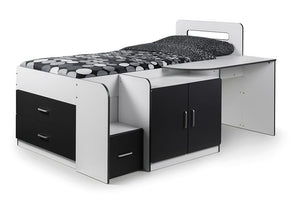 Julian Bowen Cookie White &Charcoal Grey Cabin Bed w/Premier Mattress 3FT Single (5638995312806)