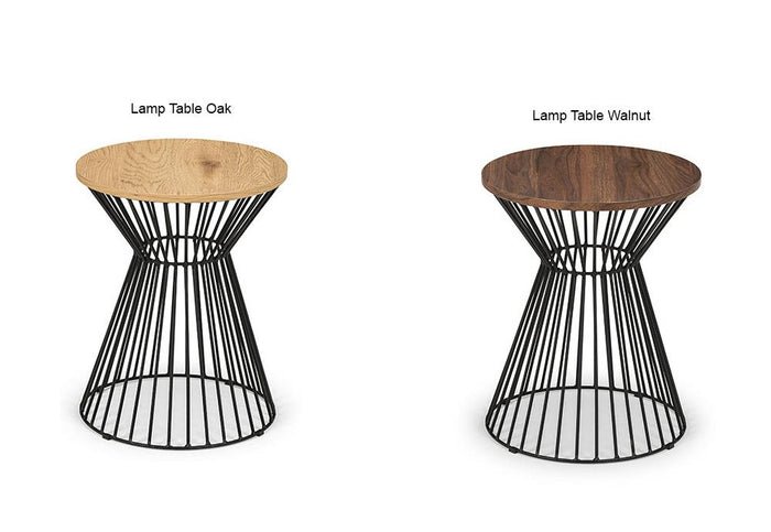 Julian Bowen Jersey Walnut and Oak with Black Metal Lamp Table
