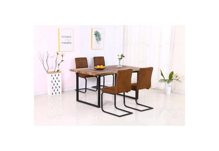OSD Bratislava Brown with Black Metal Legs Fabric Dining Chair (Set of 4)