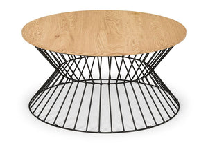 Julian Bowen Jersey Walnut and Oak with Black Metal Base Coffee Table (6542893351086)