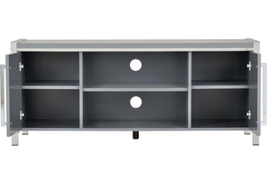 Seconique Charisma Grey & White Gloss w/Chrome 2 Door 2 Open Shelf TV Unit (6080921993390)