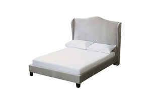 LPD Chateaux Beige Charcoal & Silver Upholstered Fabric Bed Single Double King (6556929261742)