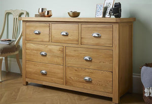 Birlea Woburn Oak/Oak Veneers 3 Over 2 Drawer,4 Drawer and 4 Over 3 Drawer Chest (5785513590950)