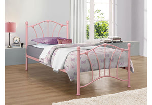 Birlea Sophia Cream and Pink Steel Metal Bed Frame 3FT Single - 90cm (5597591797926)