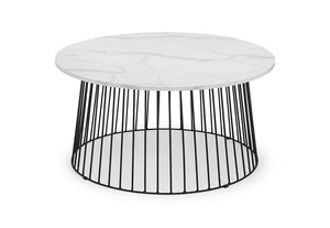 Julian Bowen Broadway White Marble Effect with Black Metal Coffee Table (5644578291878)