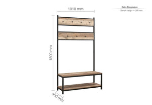 Birlea Urban Rustic Wood Effect with Black Metal Frame Coat Rack and Bench (5596213608614)