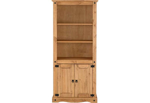 Seconique Corona White and Distressed Waxed Pine 2 Door Display Unit/Bookcase (5769200042150)