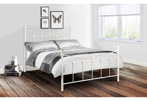 Julian Bowen Rebecca Satin Black & Stone White Metal Bed Single Double 5FT King (5644940640422)