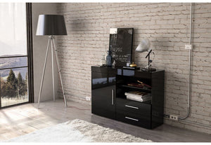 Birlea Edgeware Black Walnut &Black White White & Grey 1 Door 2 Drawer Sideboard (5600648724646)