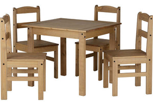 Seconique Panama Natural Wax Dining Set Table with 4 Chairs (5719738122406)