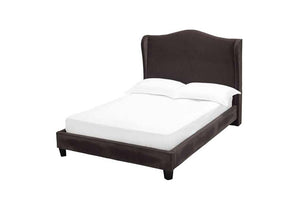 LPD Chateaux Beige Charcoal & Silver Upholstered Fabric Bed Single Double King (6556929261742)