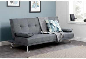 Birlea Logan Grey Polyester Buttoned Back 3 Seater Upholstered Fabric Sofa Bed (5596117794982)