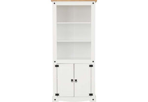 Seconique Corona White and Distressed Waxed Pine 2 Door Display Unit/Bookcase (5769200042150)