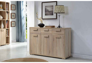 Seconique Cambourne Light Sonoma Solid Oak 3 Door 3 Drawer Sideboard (5739076321446)