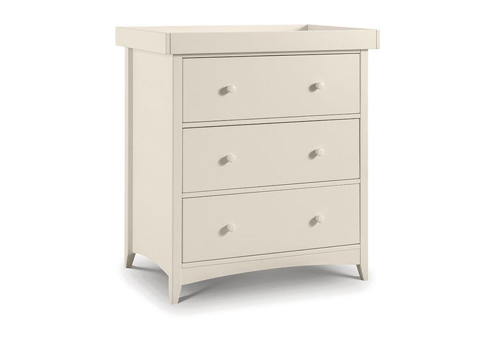 Julian Bowen Cameo Stone White Solid Pine 3 Drawer Chest of Drawer