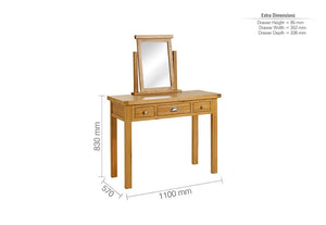 Birlea Woburn Oak Veneer Solid Oak 3 Drawer Dressing Table (5596126904486)
