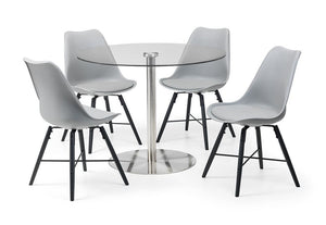 Julian Bowen Milan Round Glass Brushed Steel Pedestal Table (5801673687206)